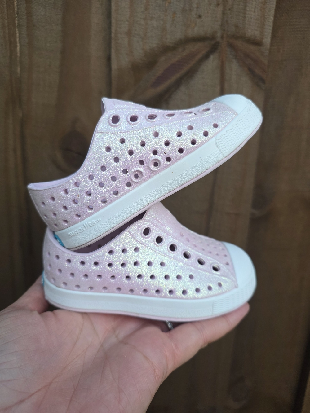 Native Jefferson Glitter Slip-On Kids Shoes - Pink c4